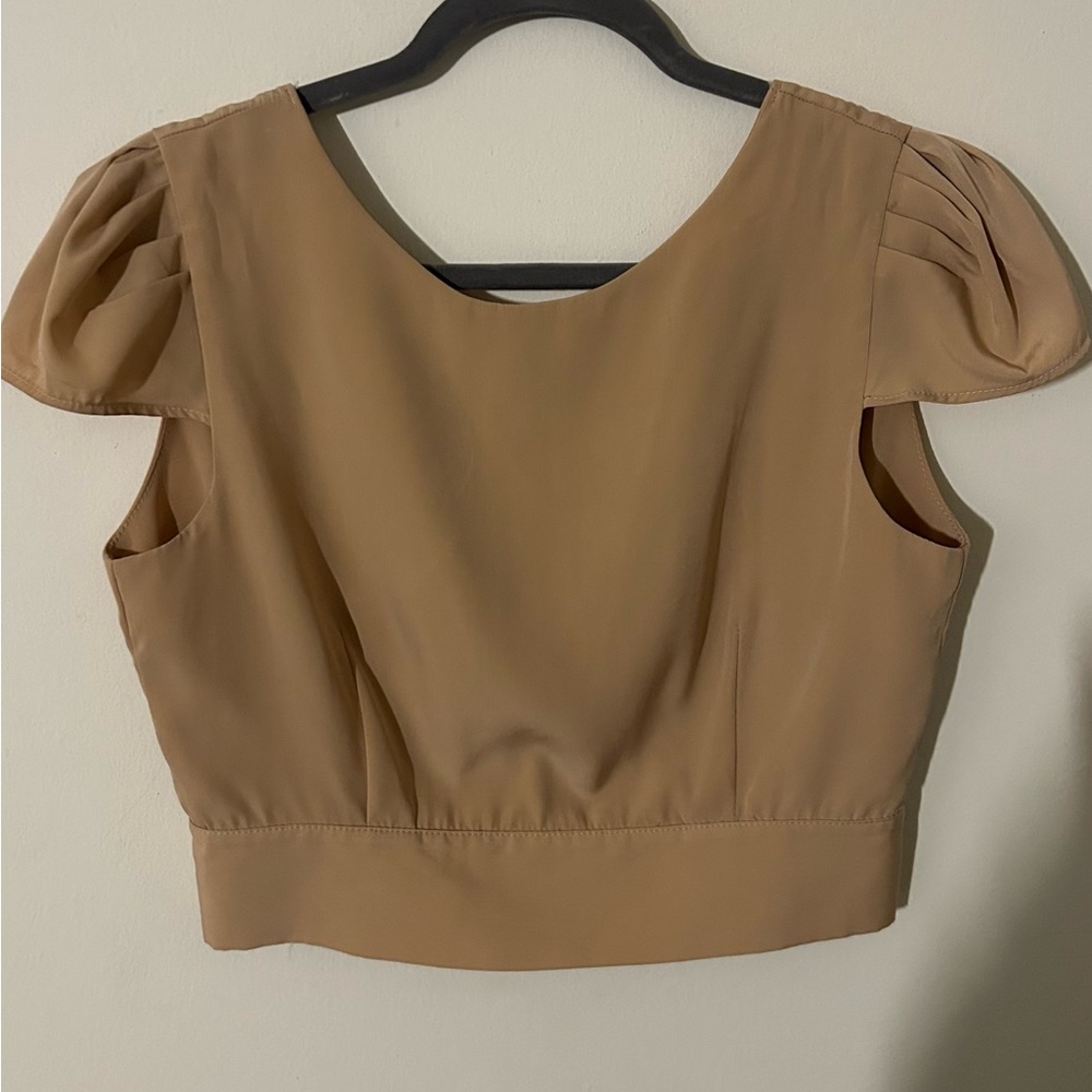 Foreign Exchange Backless Tan Crop Top